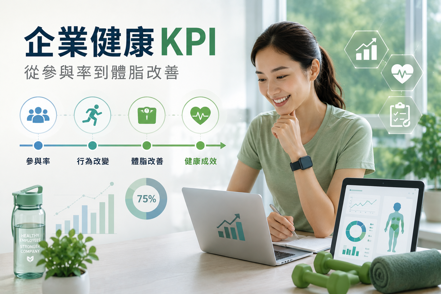 企業健康 KPI 從參與率、行為改變到體脂與健康成效的完整架構
