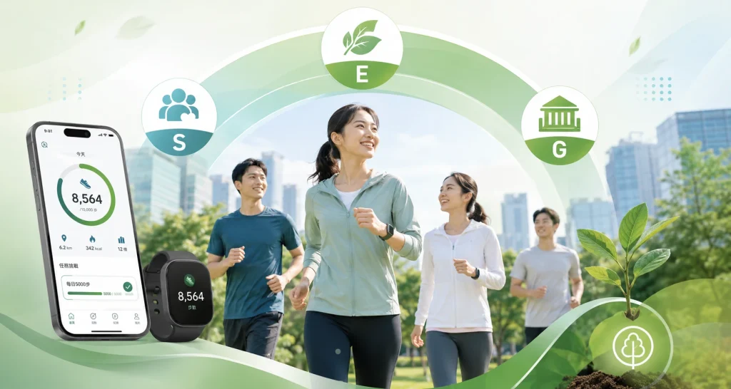 企業員工健康管理與 ESG 職場健康促進示意圖