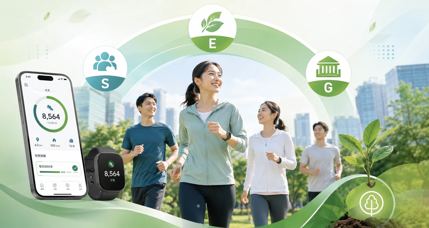 企業員工健康管理與 ESG 職場健康促進示意圖